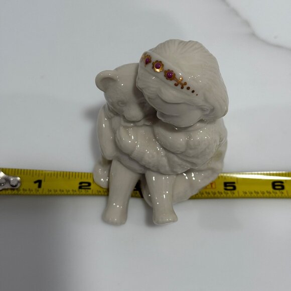 VTG 1994 Lenox China Jewels Teddy's Tired Figurine Girl Hugging Teddy Bear 4" - Picture 10 of 10